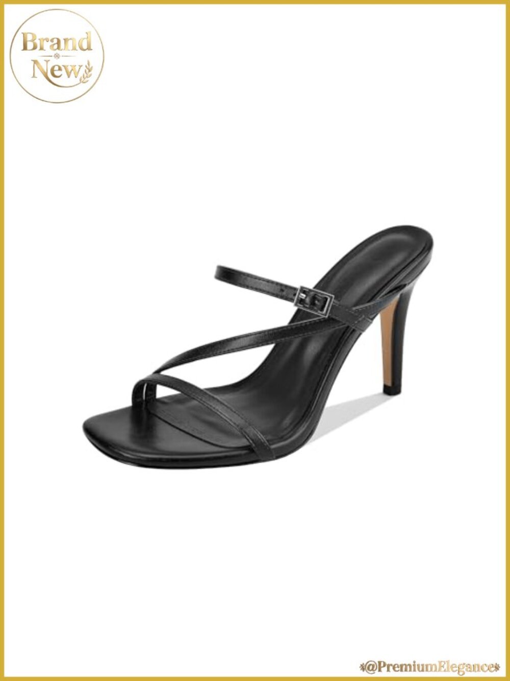 Women's Strappy Square Open Toe 3.54" Stiletto Sandals Faux Leather